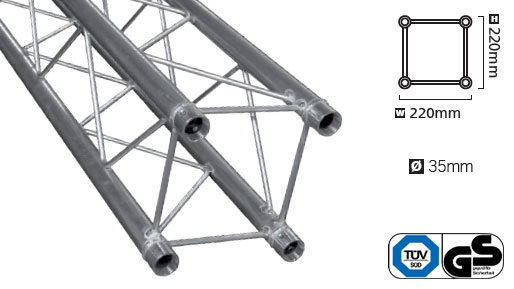 Structure alu Duratruss - Série légère DT-24 en carré section 220mm