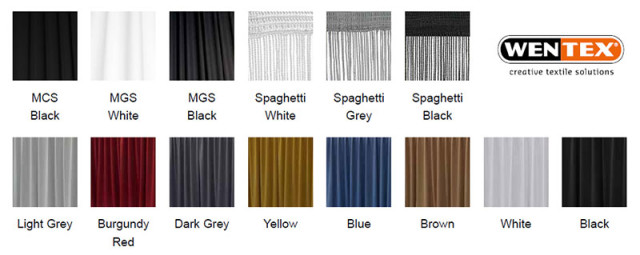 Palettes couleurs des tissus existants de séries pour les pendrillons Wentex